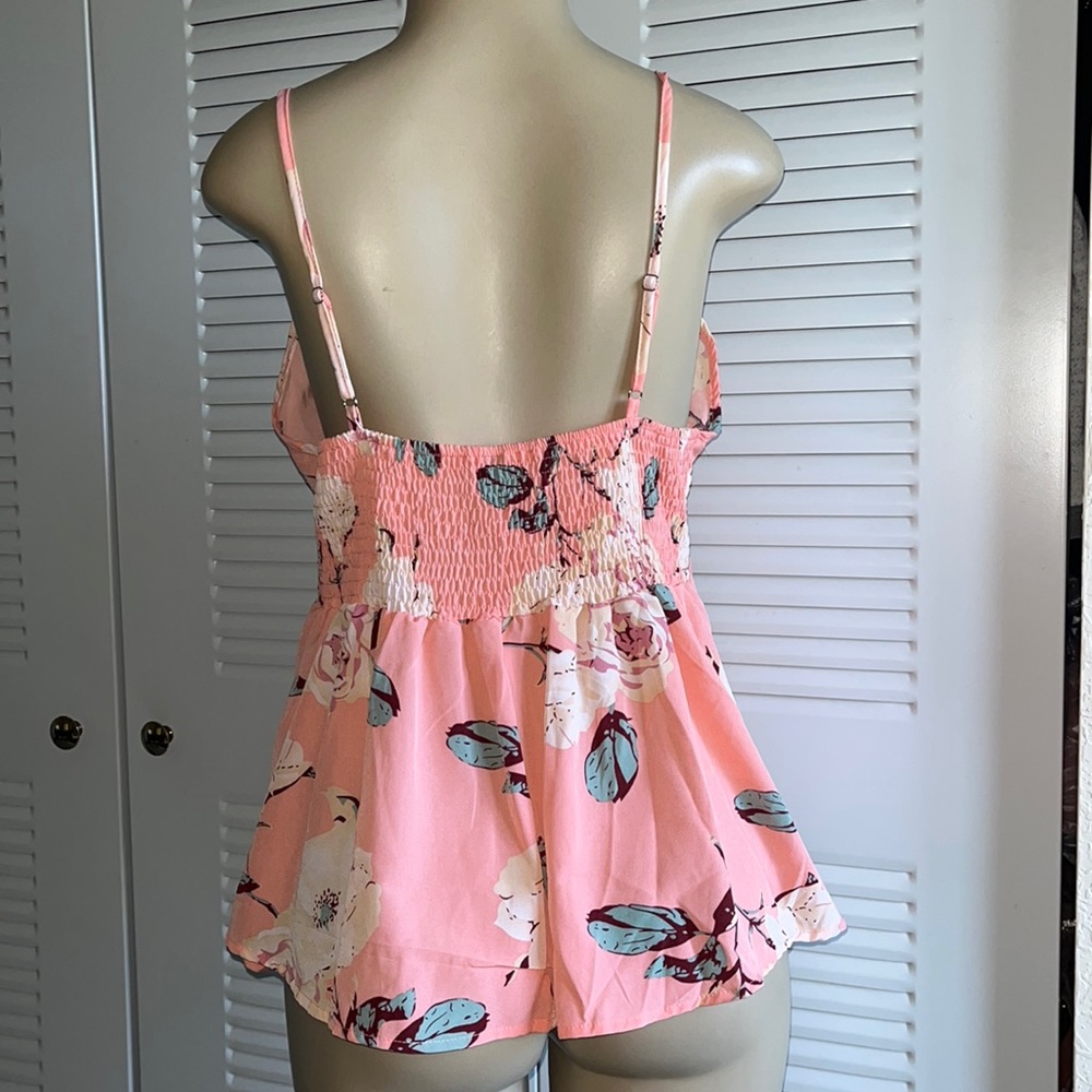 ❣️Peach Floral A Line Tank Blouse - Picture 6 of 12